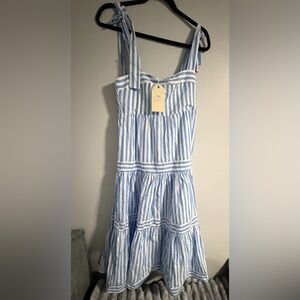 New Runway scout Blue and White Striped Midi Dress